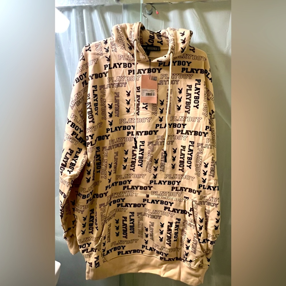 Missguided Playboy Oversized Hoodie Dress Gem